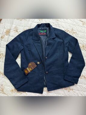 Casual Navy Varsity Jacket with Notch Collar